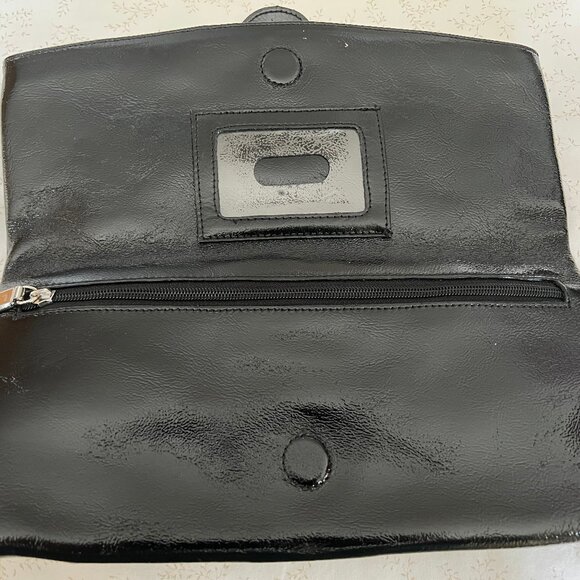 Hobo Foldover Clutch, Black Patent Leather - Picture 6 of 11